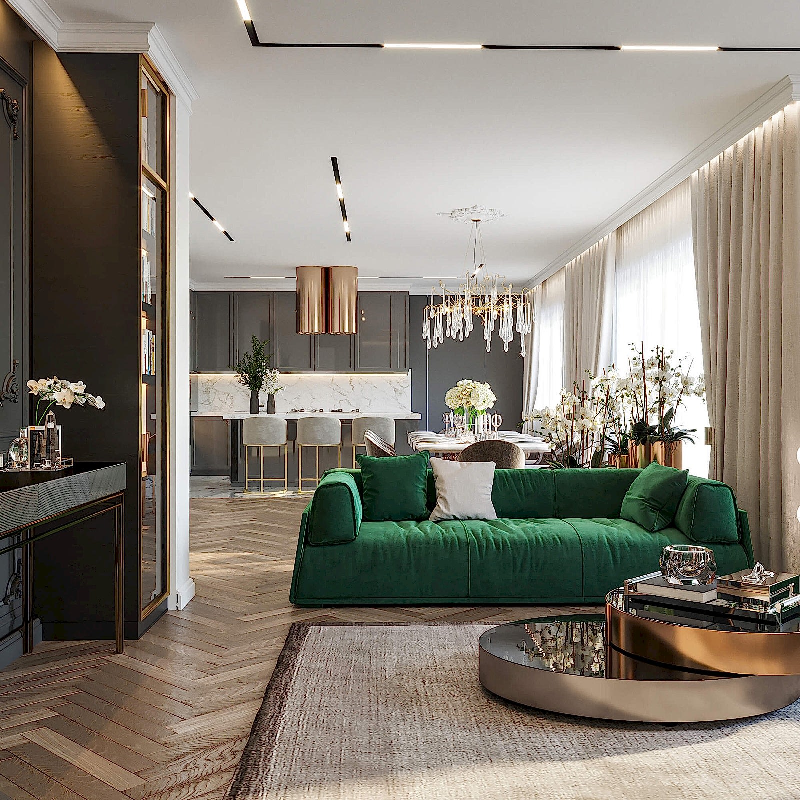 Романтичная кухня-гостиная