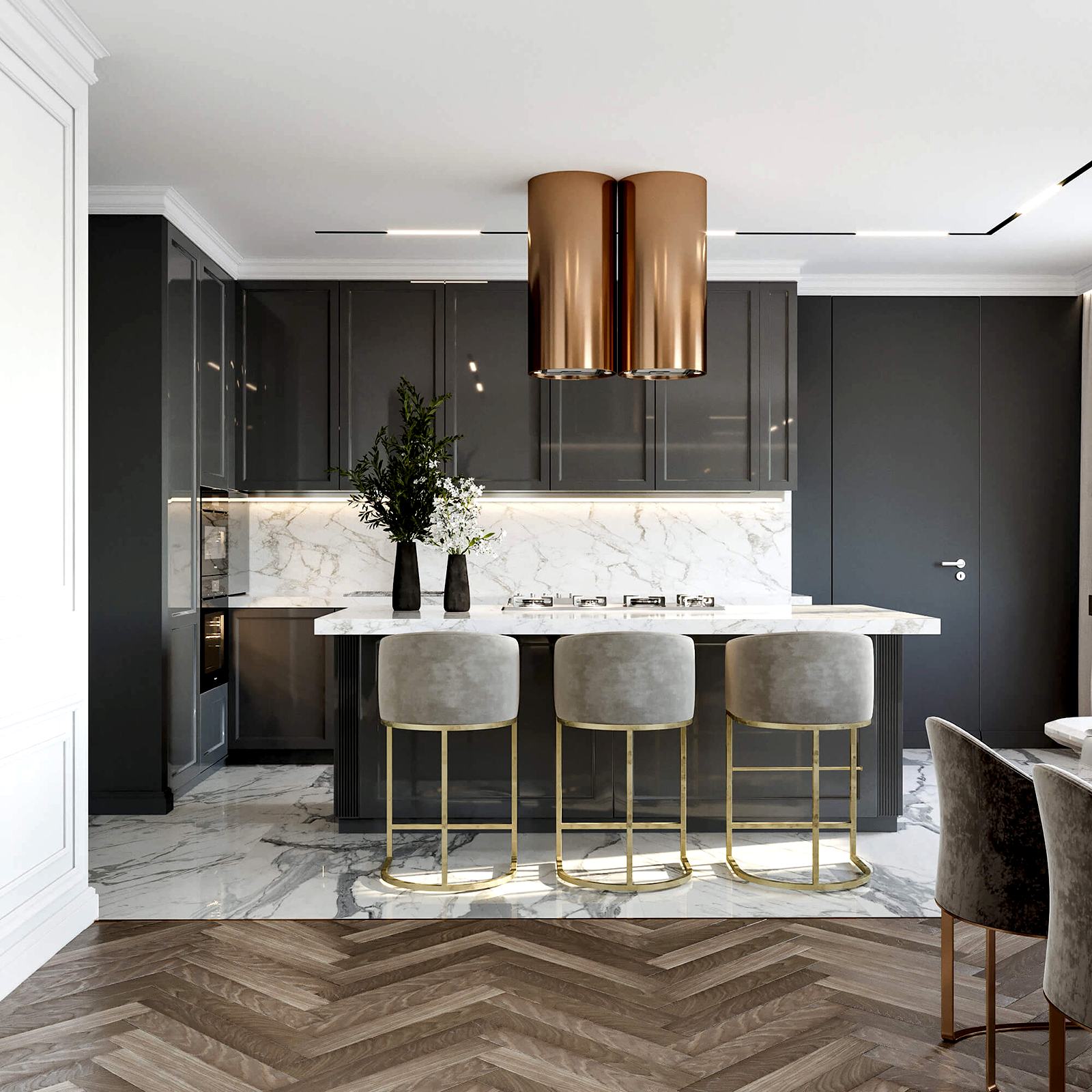 Романтичная кухня-гостиная