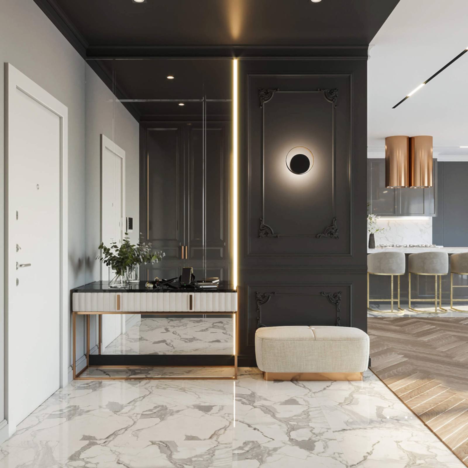 Романтичная кухня-гостиная