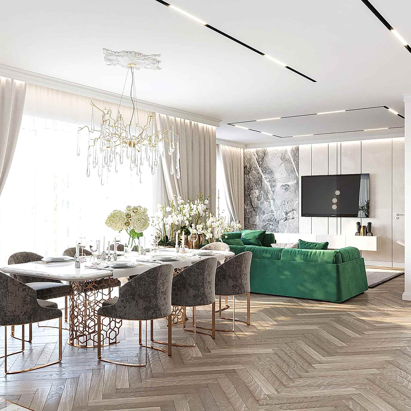 Романтичная кухня-гостиная